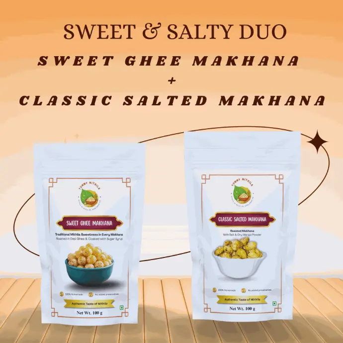 Sweet & Salty Duo | Sweet Ghee Makhana + Classic Salted Makhana | 100g + 100g