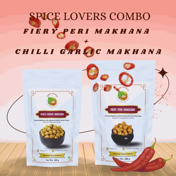 Spice Lovers Combo | Fiery Peri Makhana + Chilli Garlic Makhana | 100g + 100g