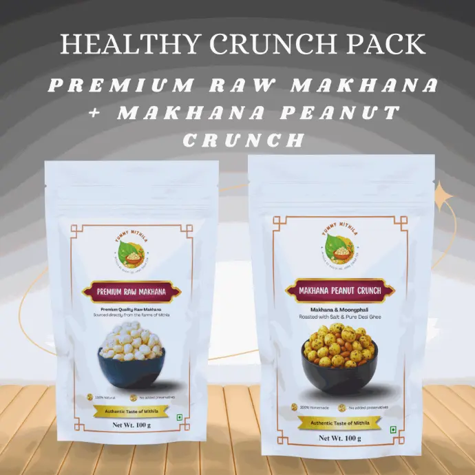 Healthy Crunch Pack | Premium Raw Makhana + Makhana Peanut Crunch | 100g + 100g