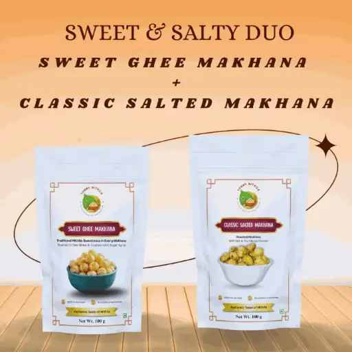 [C-SS-05] Sweet & Salty Duo | Sweet Ghee Makhana + Classic Salted Makhana | 100g + 100g