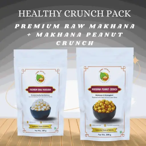 [C-HC-03] Healthy Crunch Pack | Premium Raw Makhana + Makhana Peanut Crunch | 100g + 100g