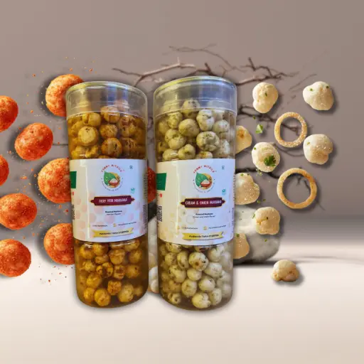 Spicy ’N’ Creamy Munch Pack | Fiery Peri Makhana  + Cream & Onion Makhana | 180g